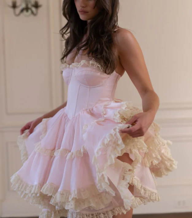 Pretty Pink Strapless Sweetheart Neck A Line Birthday Outfits Short 8th Grade Homecoming Dress S683