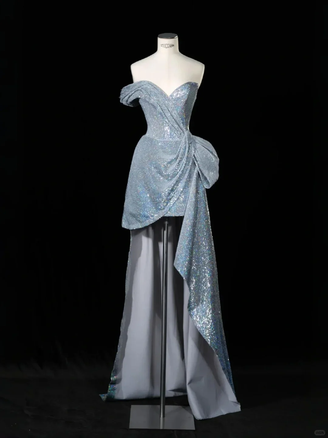 Glitter Blue Off The Shoulder Sequins Birthday Dress Formal Graduation Homecoming Dress S478