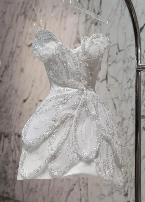 Beautiful Strapless White Tulle Sequins Homecoming Dress Mini Birthday Dress S359