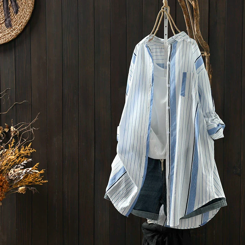 Summer Casual Cotton Thin Soft Versatile Striped Shirt