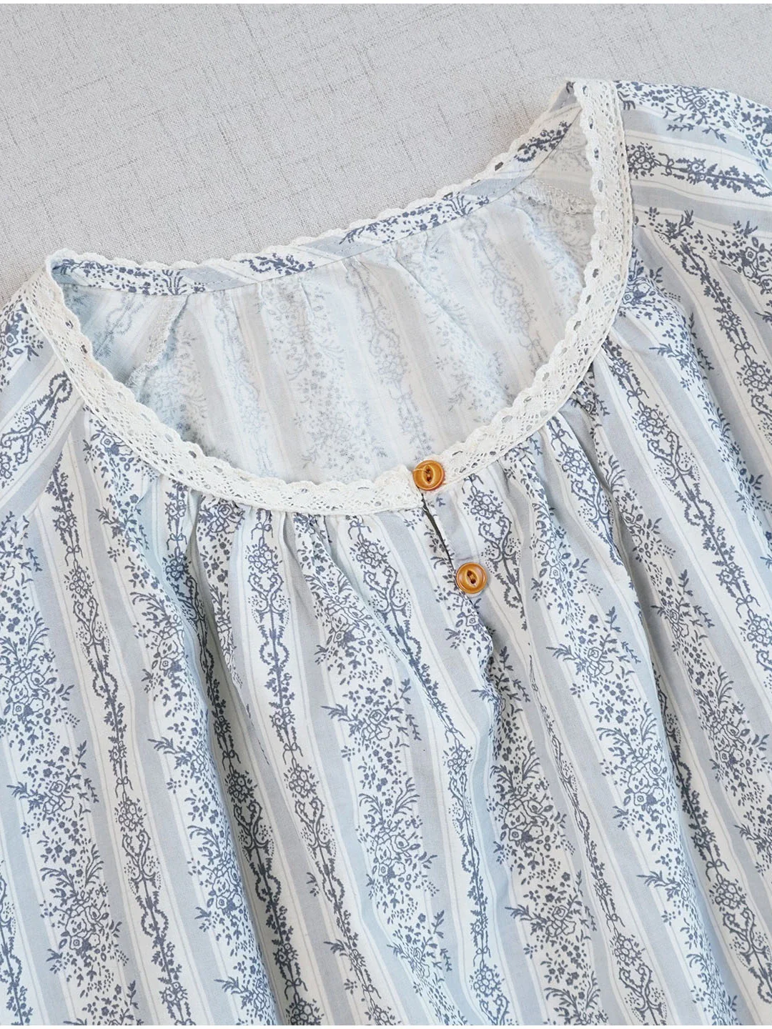 Summer Retro Cotton Round Neck Floral Loose T-Shirt