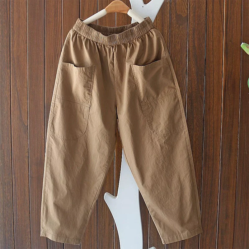 Summer Casual Cotton Versatile Solid Color Harem Pants
