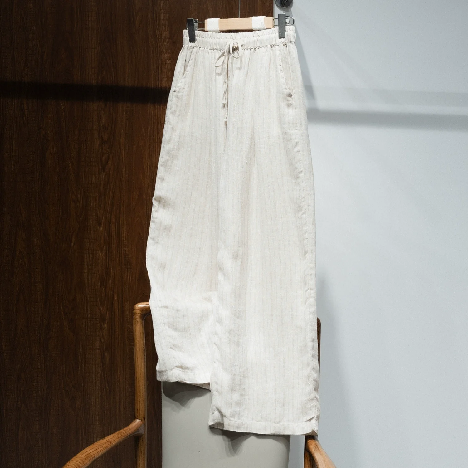 Summer Casual Linen Striped Loose Versatile Lace-Up Pants