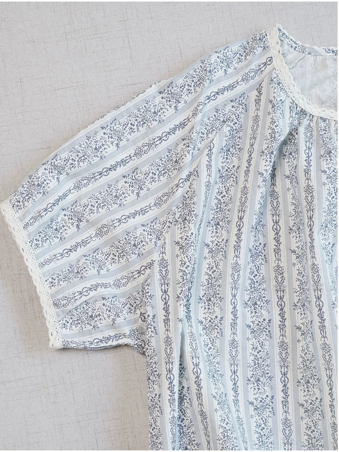 Summer Retro Cotton Round Neck Floral Loose T-Shirt