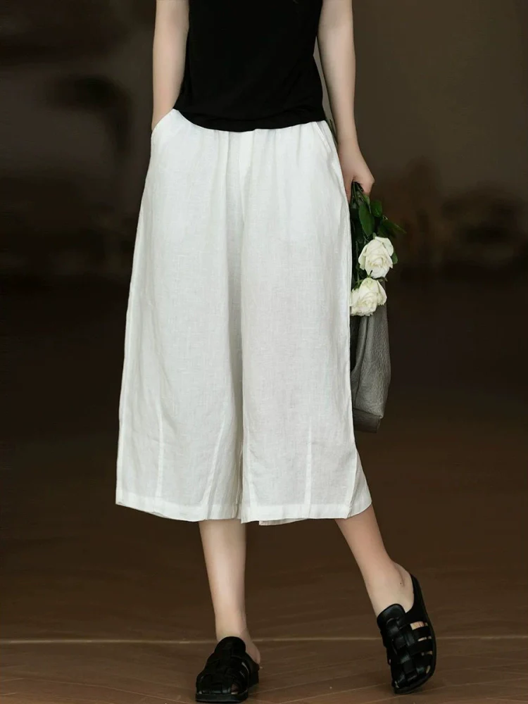 Women Summer Linen Comfortable Loose Pants With Pocket