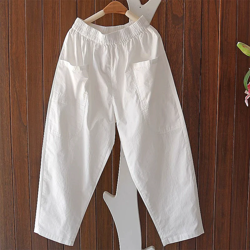 Summer Casual Cotton Versatile Solid Color Harem Pants
