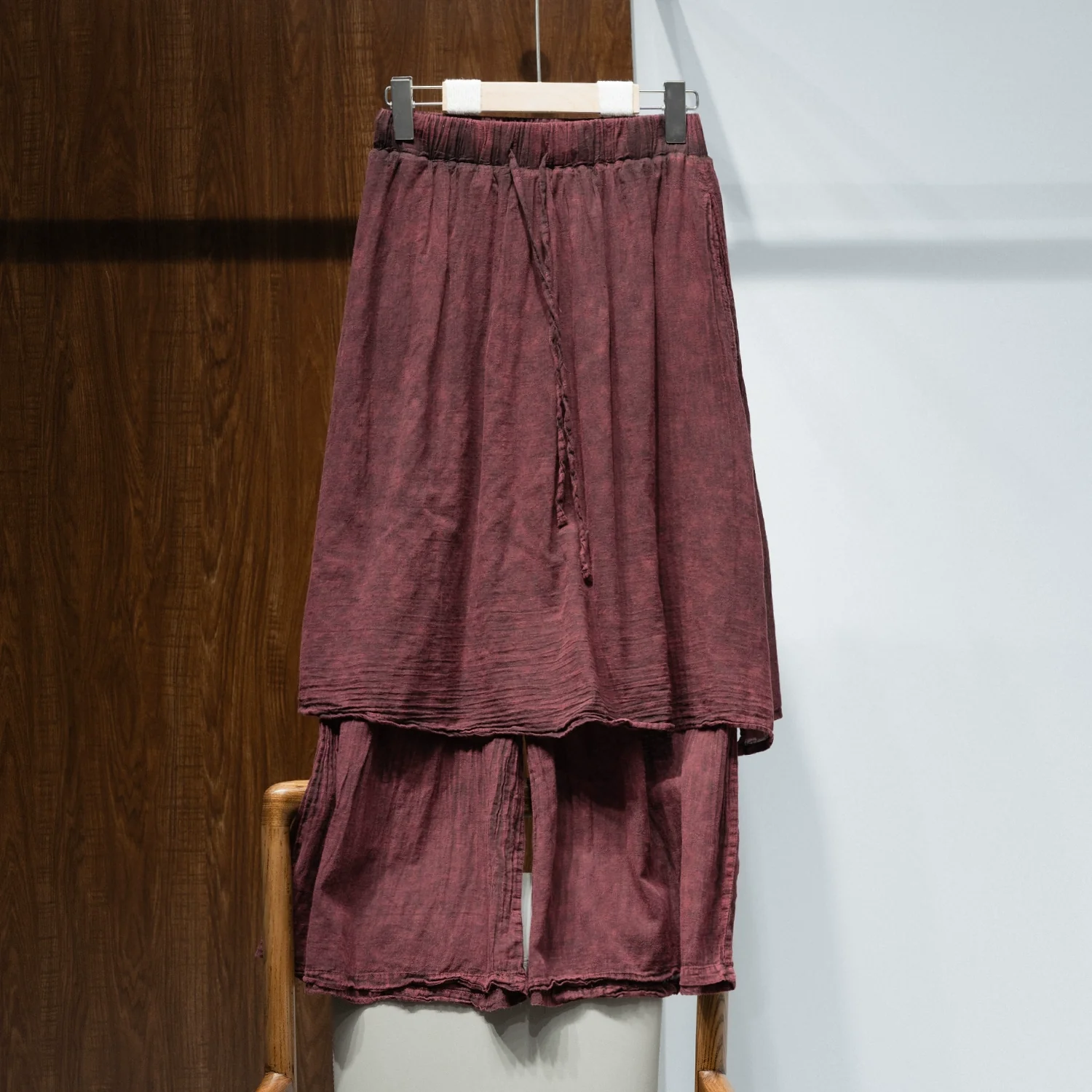 Summer Retro Cotton Linen Washed High Elastic Waist Pants