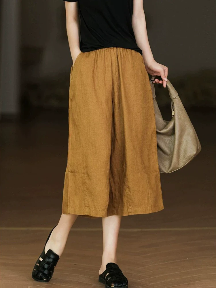 Women Summer Linen Comfortable Loose Pants With Pocket
