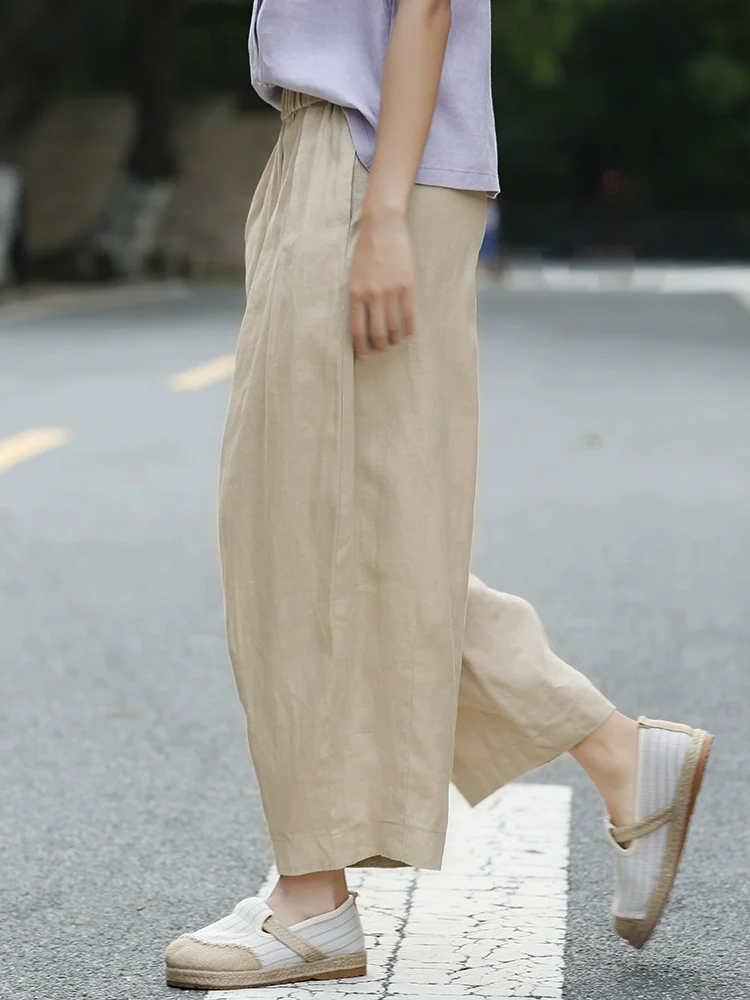 Autumn Retro Linen Casual Loose Versatile Cropped Pants