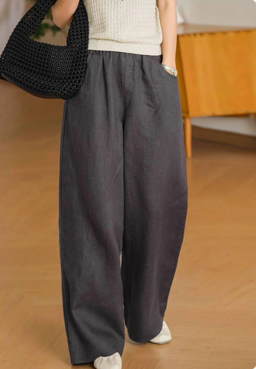 Women Linen Soft Breathable Versatile Straight-Leg Pants