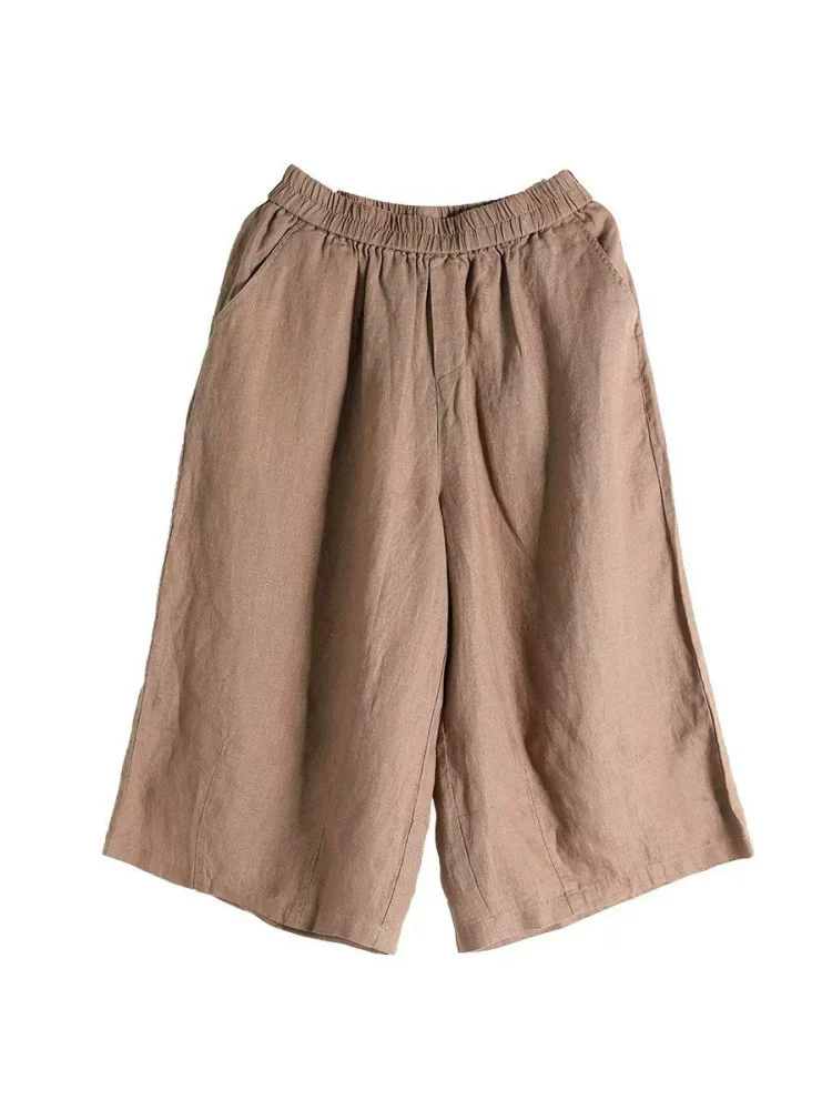 Women Summer Linen Comfortable Loose Pants With Pocket