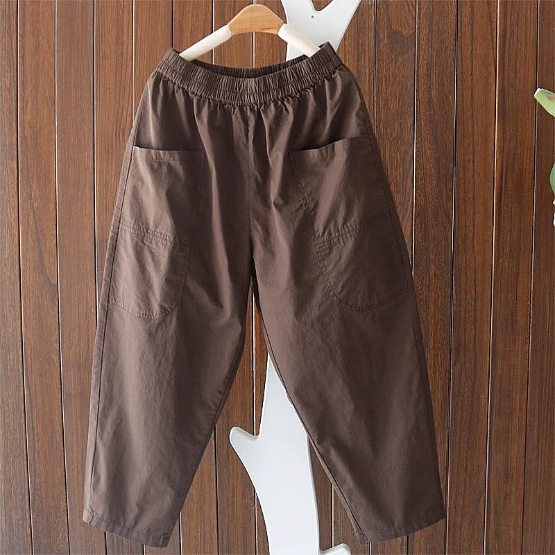 Summer Casual Cotton Versatile Solid Color Harem Pants
