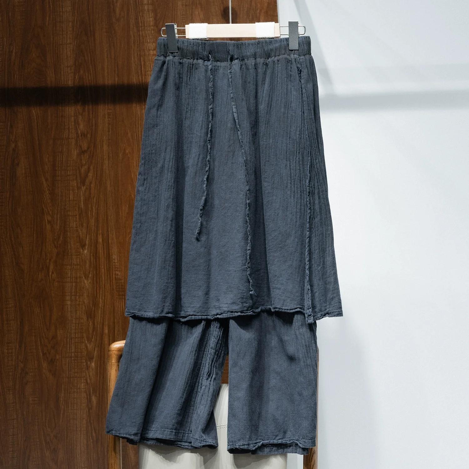 Summer Retro Cotton Linen Washed High Elastic Waist Pants