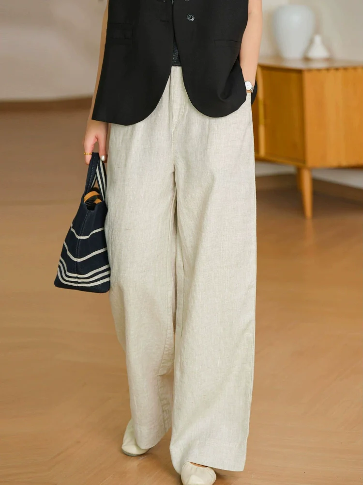 Women Linen Soft Breathable Versatile Straight-Leg Pants