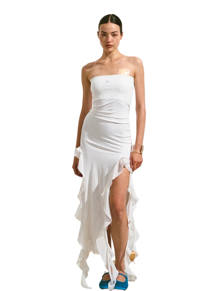 Asymmetrical Ruffle Bandeau Dress