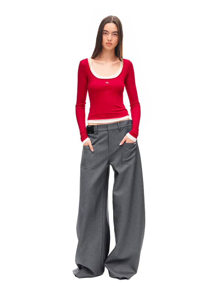 Fold-structured Loose Wide-leg Casual Pants