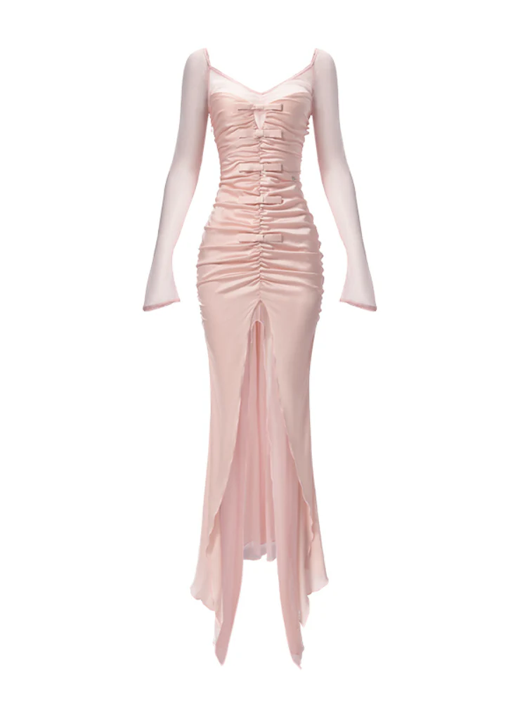 Bowknot Halter Fake Two-piece Dress