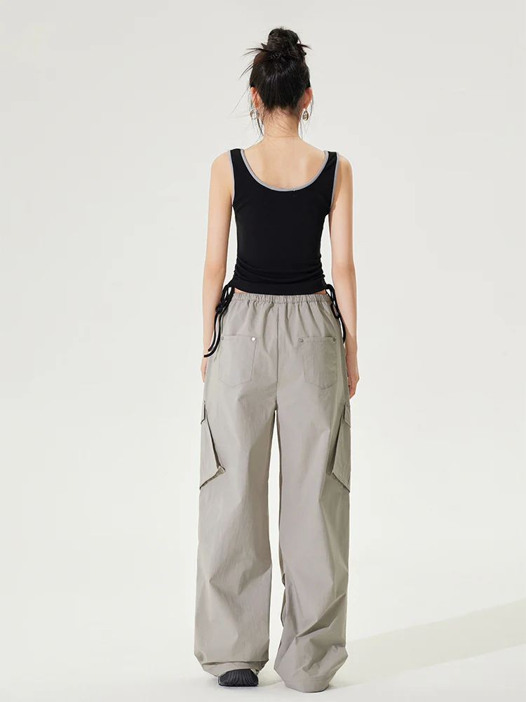 Pleated Low-rise Cargo Pants