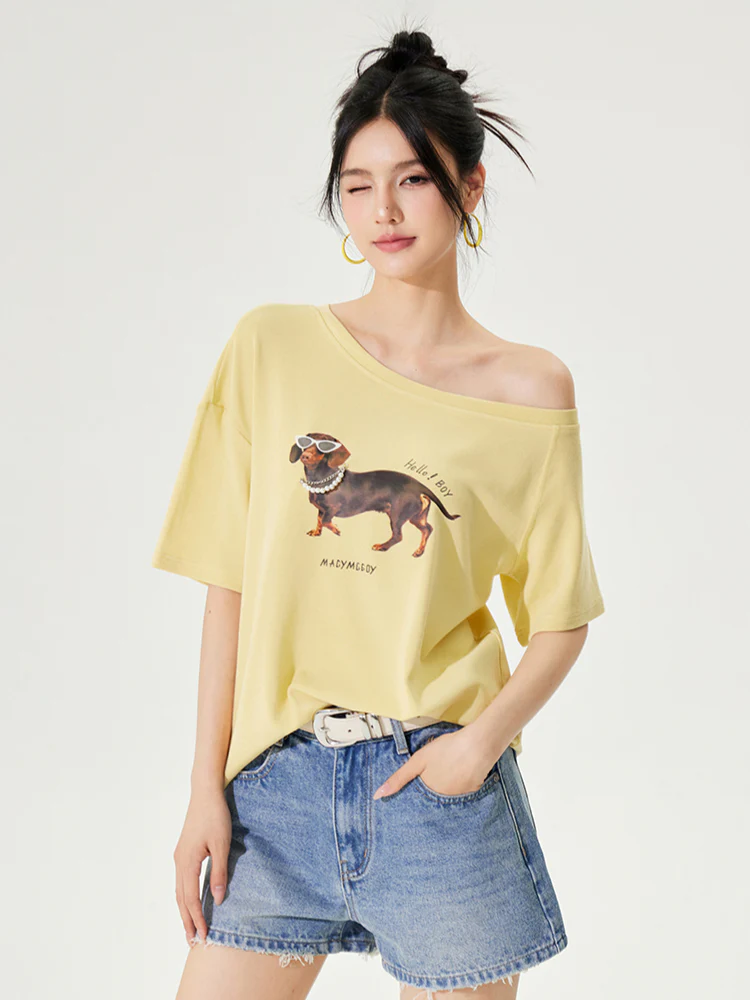 Dachshund Puppy Regular & Slant Shoulder T - shirt