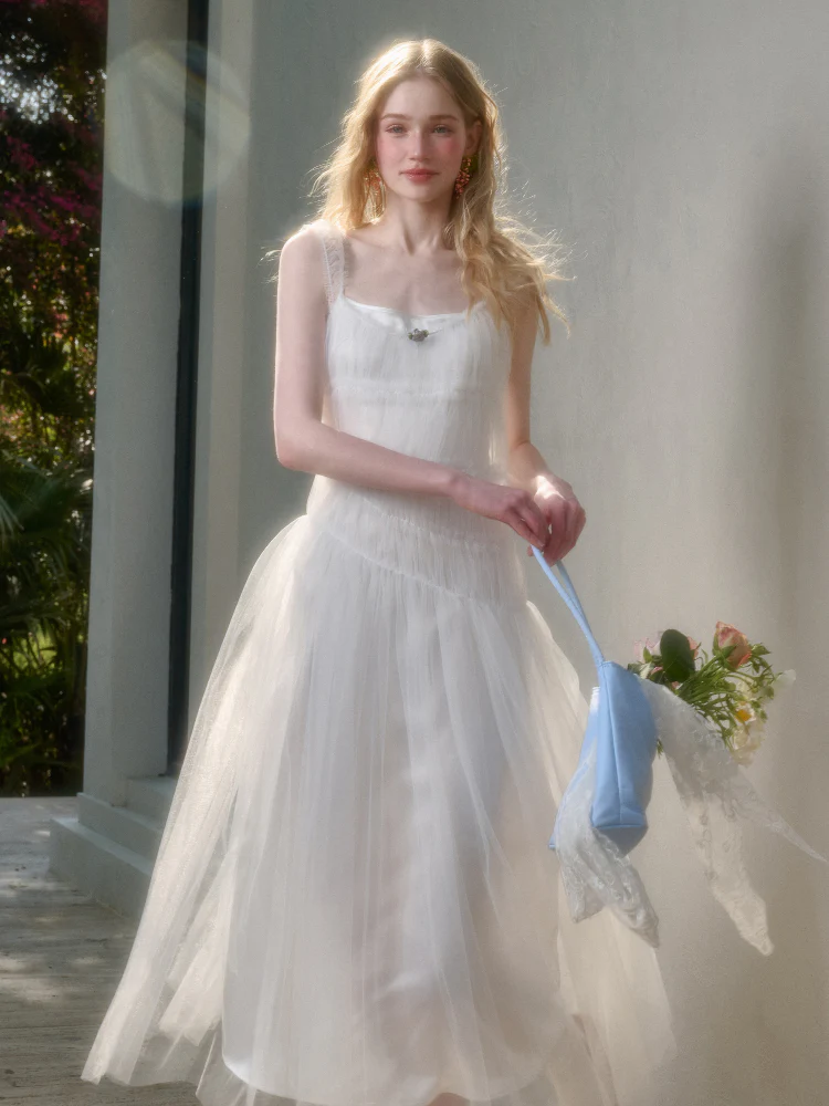 100% Soft Fluffy Tulle Long Dress