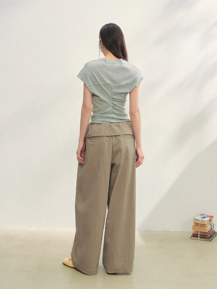 Ruffled Waist Casual Pants