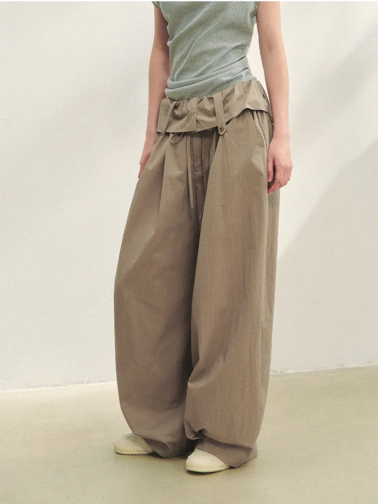 Ruffled Waist Casual Pants