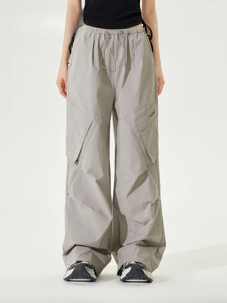 Pleated Low-rise Cargo Pants