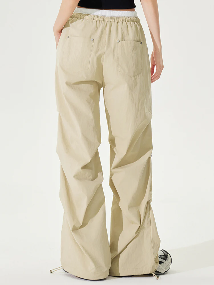 Lace Paneled Pleated Wide-leg Pants