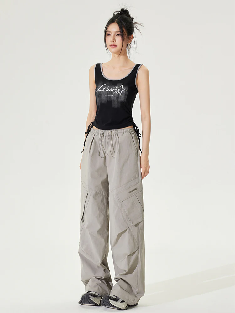 Pleated Low-rise Cargo Pants