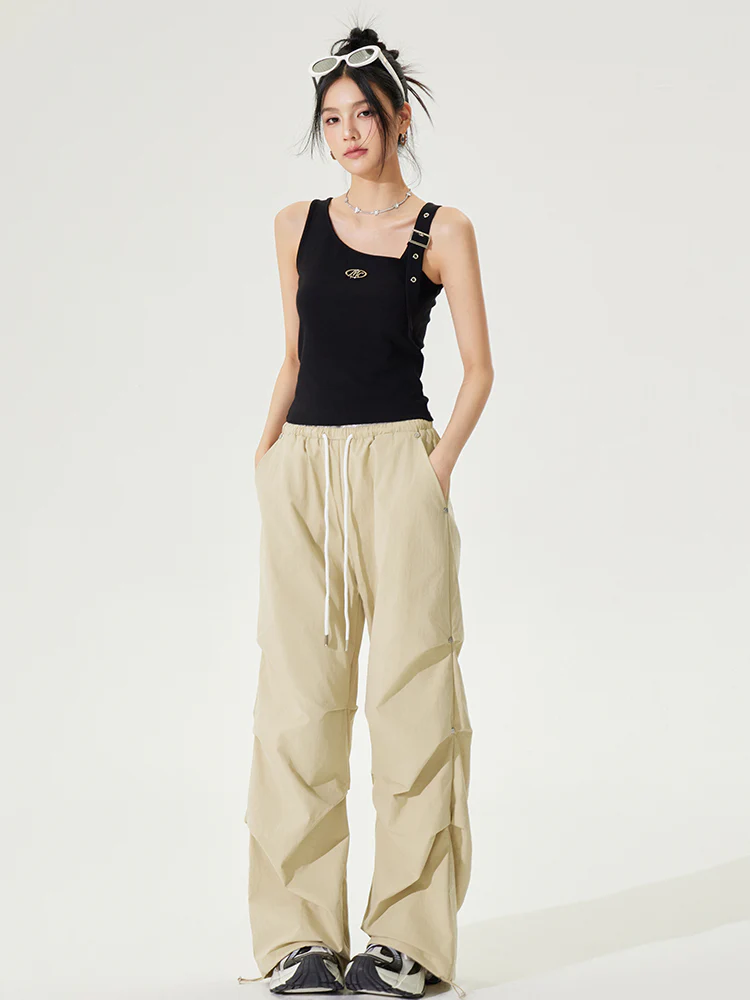 Lace Paneled Pleated Wide-leg Pants