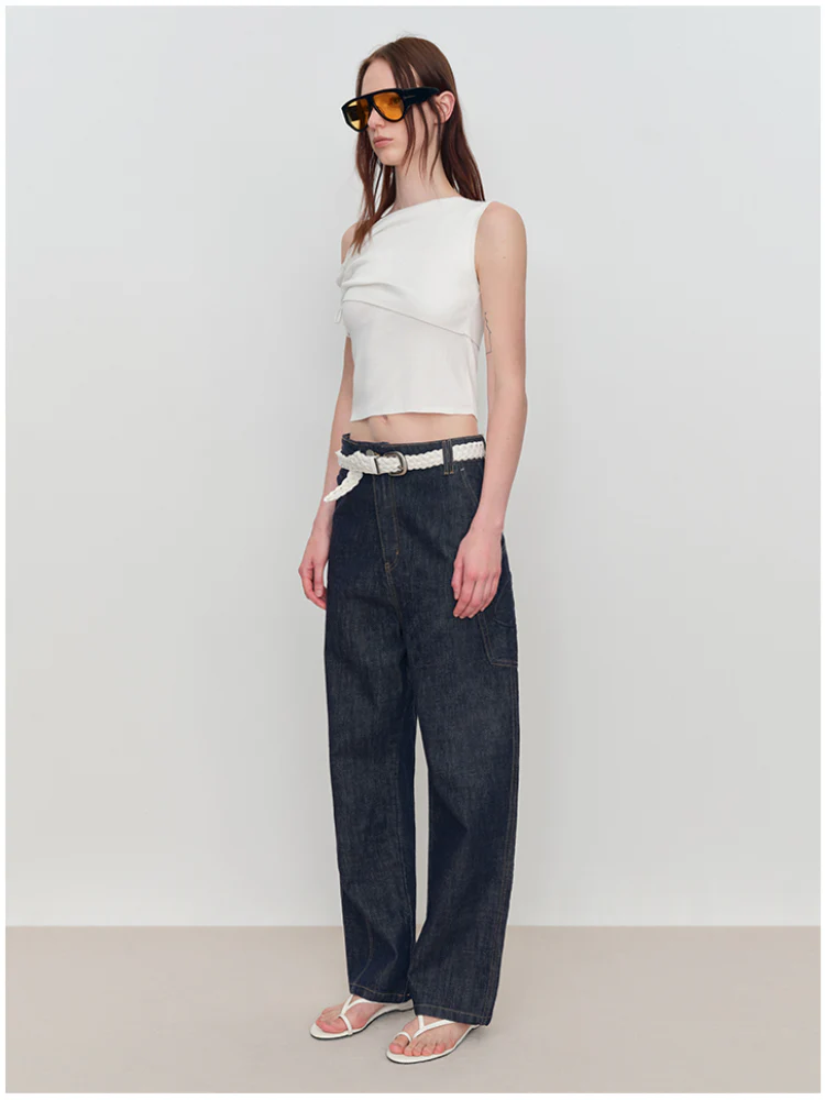 Micro Raw Denim Low-Rise Jeans