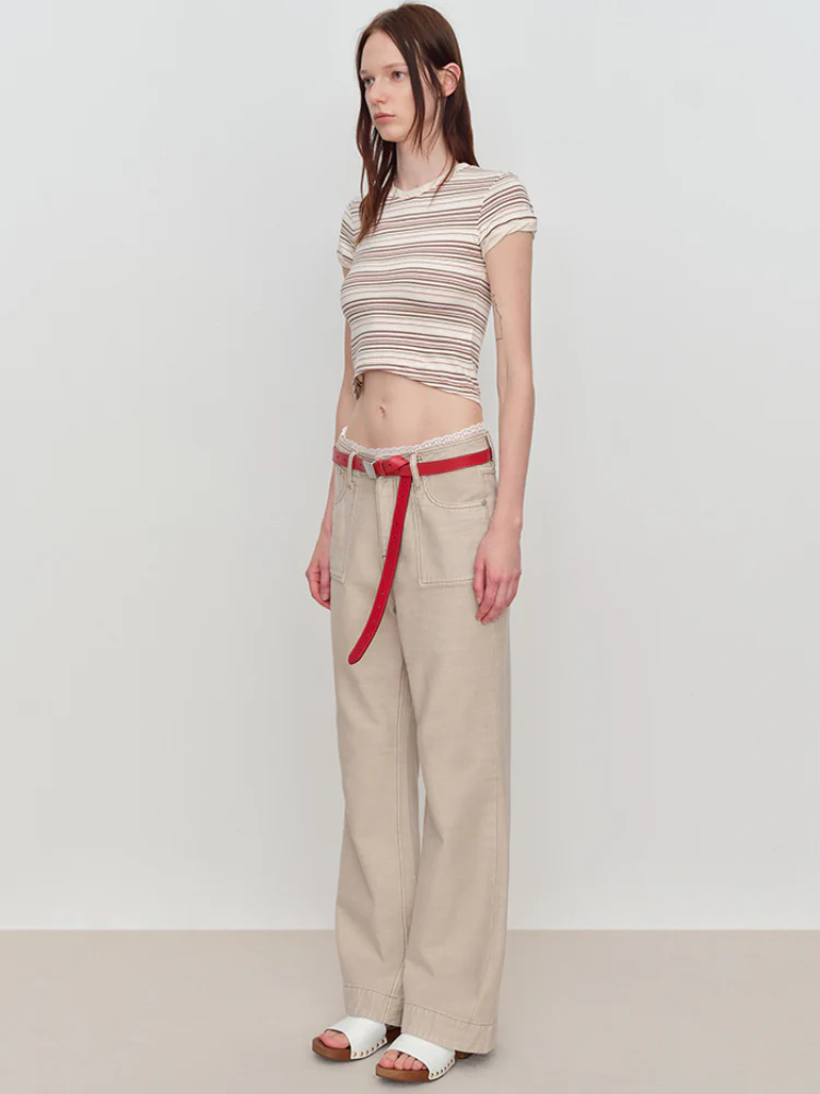 Flared Pants with Back Pocket Logo Embroidery