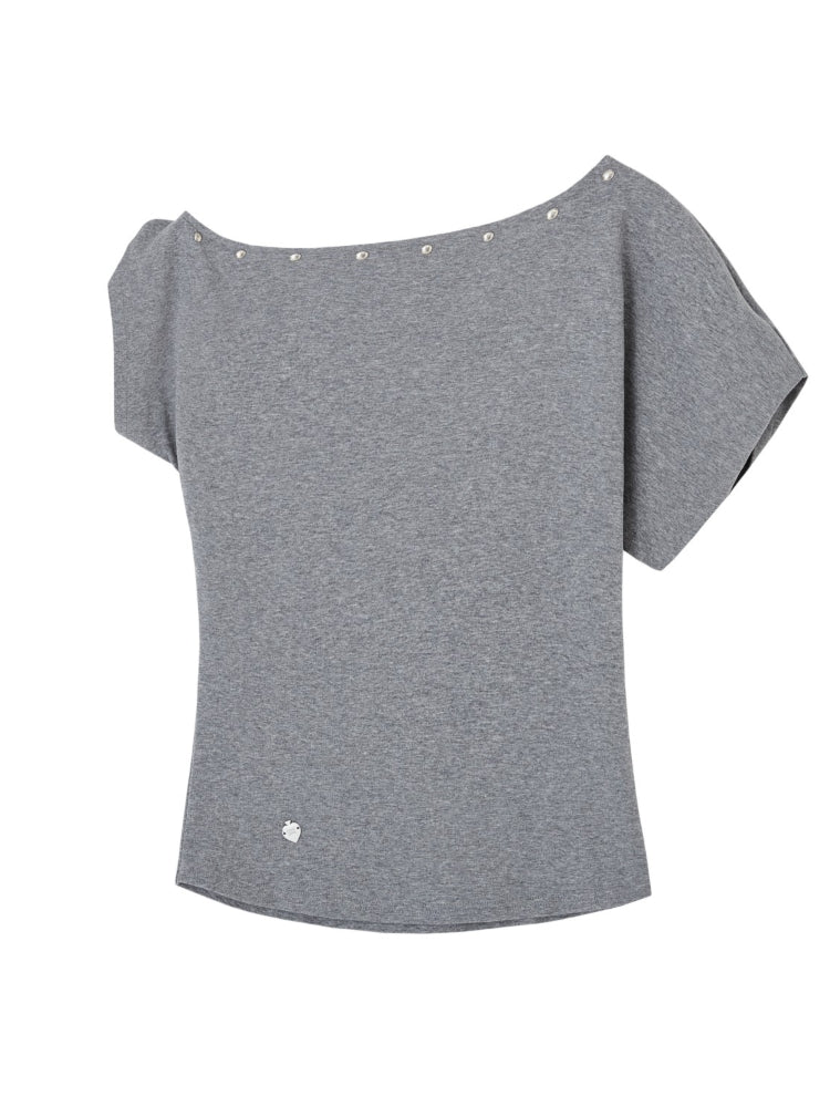 Off-Shoulder Asymmetric Twist Knot Half-sleeve Top