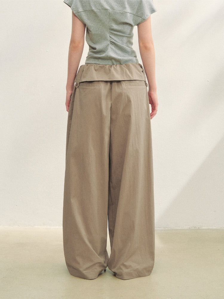 Ruffled Waist Casual Pants