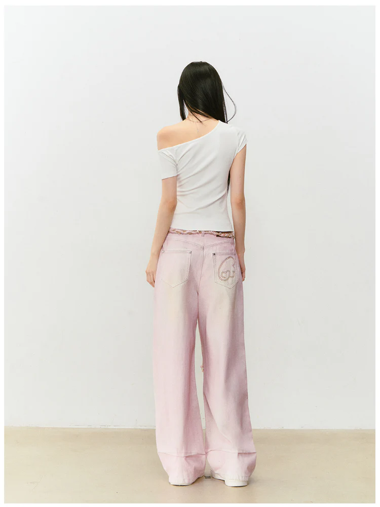 Pink Washed Distressed Jeans