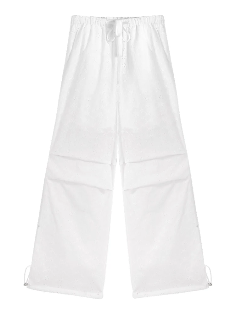 Hollow Embroidery Tie-up Casual Pants