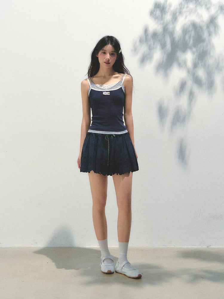 Fake Three-piece Lace Shell Logo Camisole T-shirt