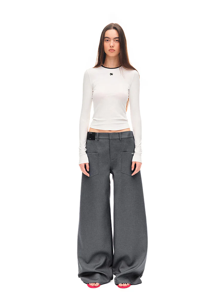 Fold-structured Loose Wide-leg Casual Pants
