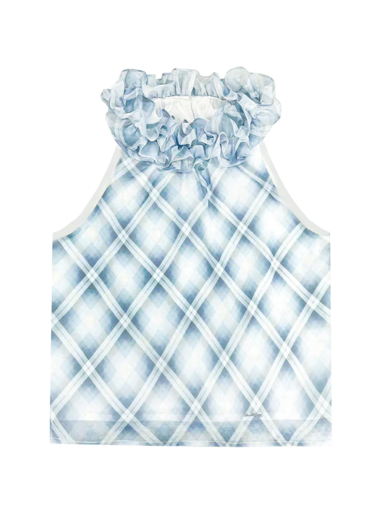 Ruched Ruffle Halter Top