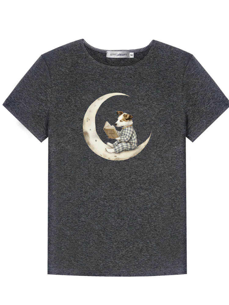 Grey Printed Slim-Fit Knit T-Shirt