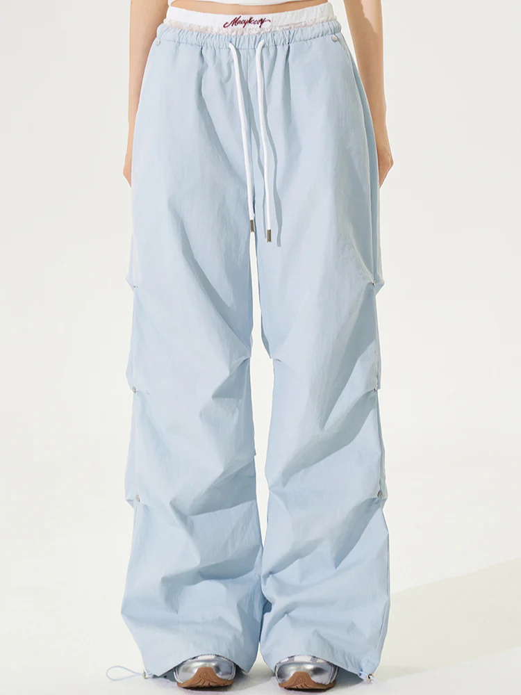 Lace Paneled Pleated Wide-leg Pants