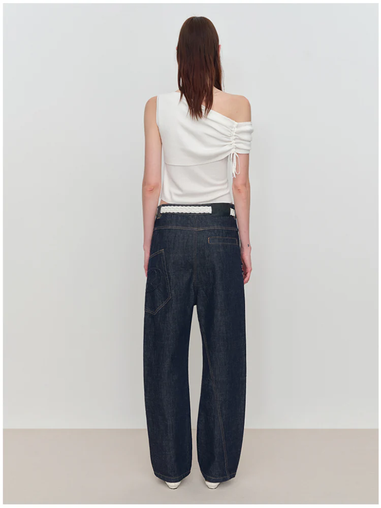 Micro Raw Denim Low-Rise Jeans