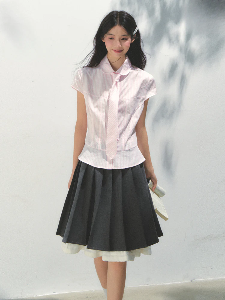 Pink Checkered Colorful Button Tie Shirt