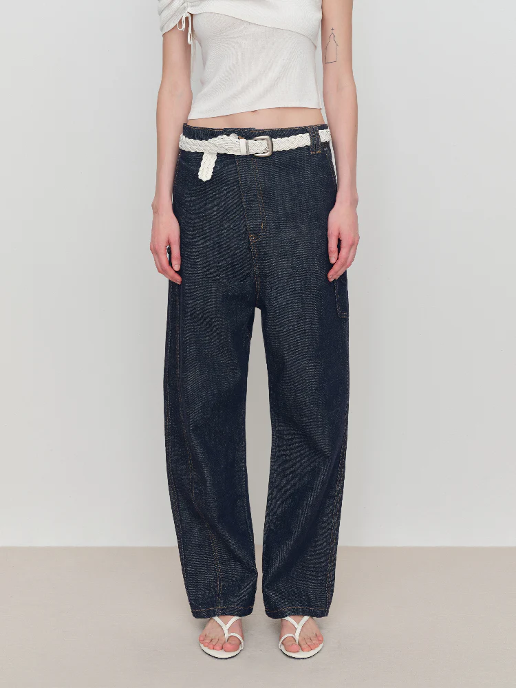 Micro Raw Denim Low-Rise Jeans