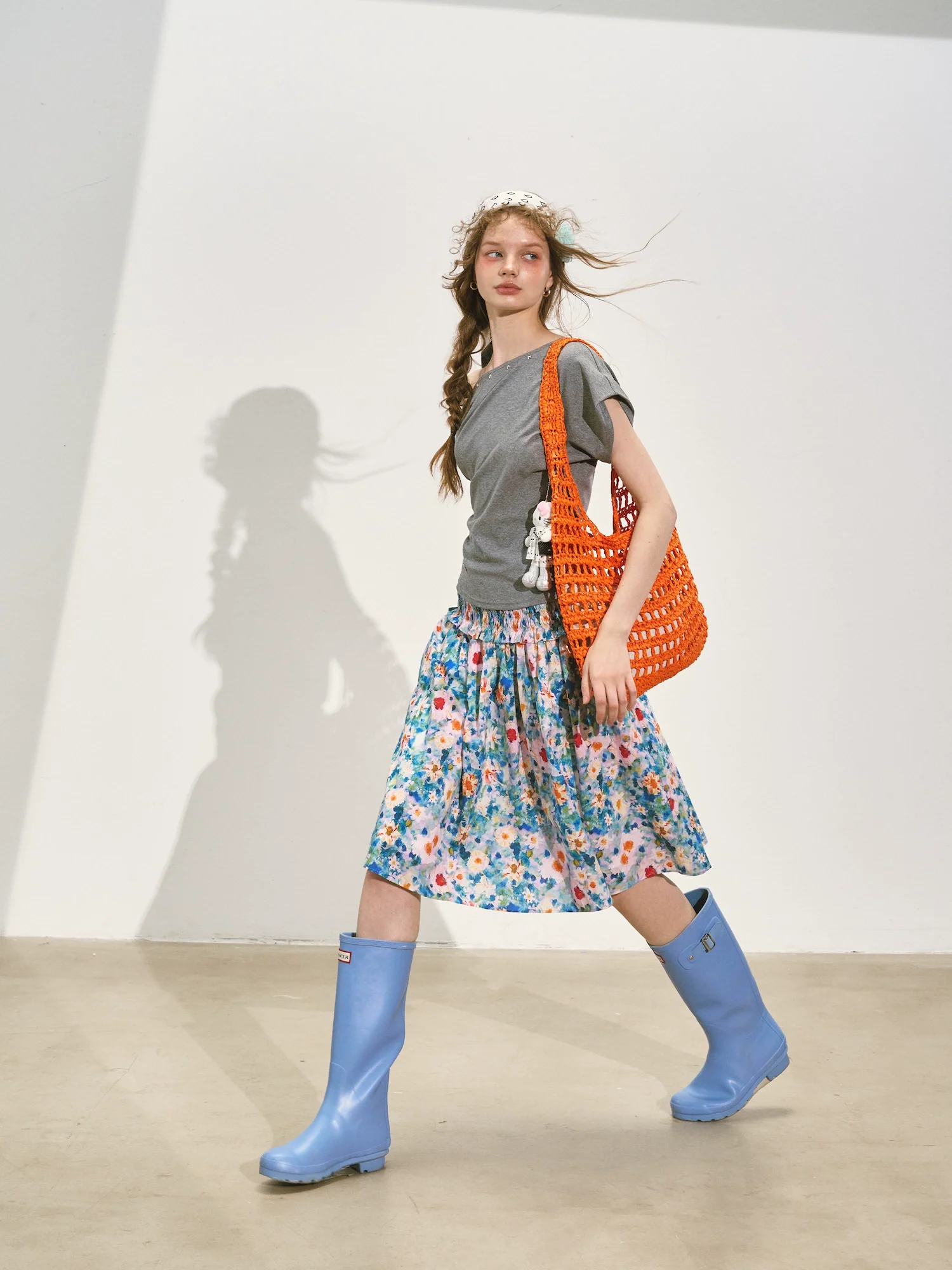 Off-Shoulder Asymmetric Twist Knot Half-sleeve Top