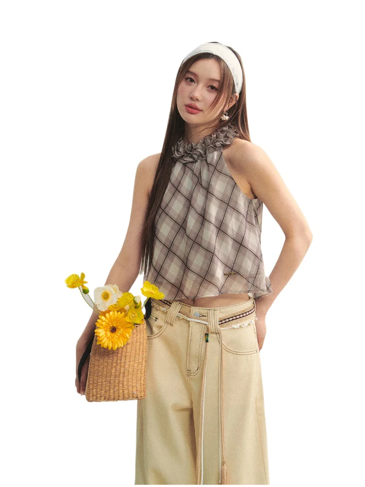 Ruched Ruffle Halter Top