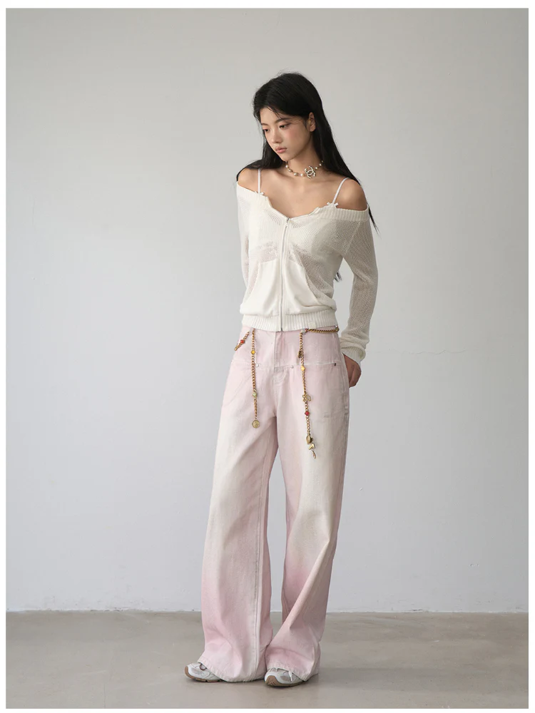 Pink Washed Distressed Jeans