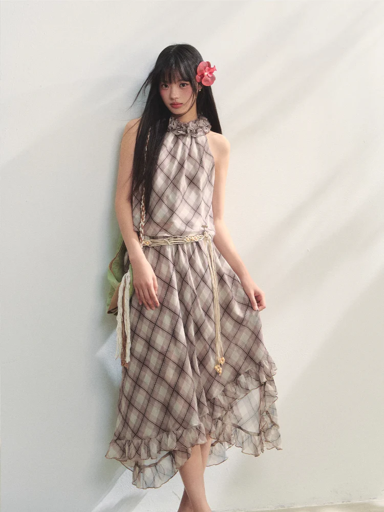 Ruched Ruffle Halter Top