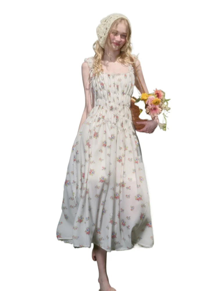 French Relaxed Old Money Floral Long Dress