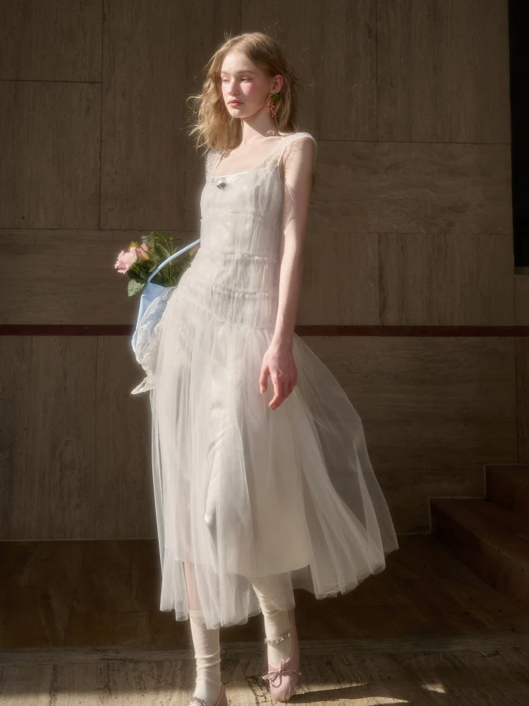 100% Soft Fluffy Tulle Long Dress